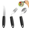 3-Piece Adaptive Utensils Set - 42° Angled Parkinsons Utensils, Weighted