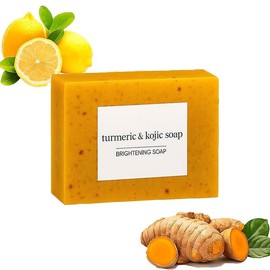 Lemon Turmeric Kojic Soap Bar - Jabon De Curcuma, Brighten & Hydrating Face and Body Cleanser with Vitamin C, Collagen, Gentle Daily Skincare for All Skin Types (3PCS):_1pcs
