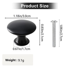 Mokife Black Knobs for Chest of Drawers, Pack of 12 Vintage Kitchen Cupboard Pulls Round Metal Cupboards Door Handles with Screws for Furniture Drawers Kitchen Cabinets, 30 x 21 mm