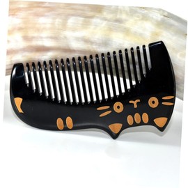 Gatuida Cat Shaped Horn Detangling Comb Wide Teeth Reusable Styling Brush for Lightweight Portable Prevents Tangles Split Ends Natural Ox Horn Material