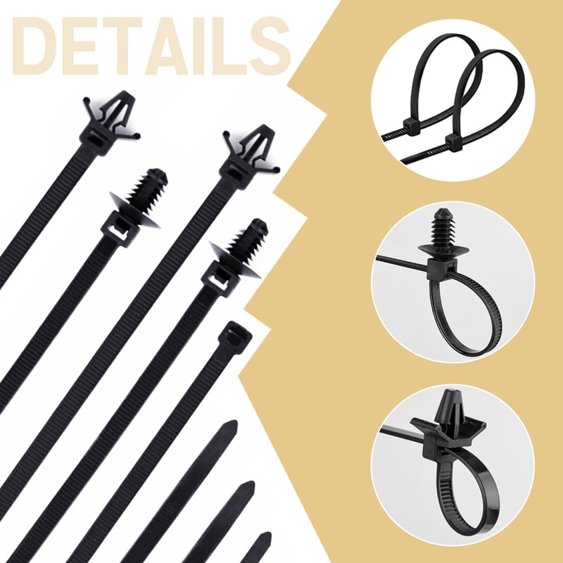 UNIGT 180pcs Nylon Universal Cable Tie Buckle, Push Mount Cable