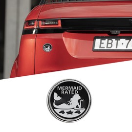 Zufoty Mermaid Rated Car Badge Car Emblem, 4 x 4 Metal Automotive Badge, 3D Metal Car Badges Emblems Round Emblem Decals Car Badge Decals, Car Emblems Badge Compatible with Car (Mermaid Rated)