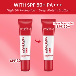 Dot & Key Strawberry Lip Balm (12gm) for Moisturization Soft and Naturally Brightens Lips Tinted Lip Balm with SPF 50 & Vitamin C + E Lipbalm for Dry & Dark Lips For Women