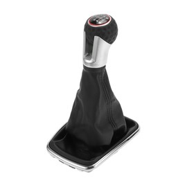 TUCKBOLD 6 Speed Manual Gear Shifter Knob with Cover for Volkswagen Jetta Bora | Automotive Gearbox Stick Shifter Lever Knob Black Plastic Faux Leather 1 Pcs