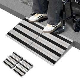 Nuvium 4" Rise Modular Threshold Ramp for Doorways, Stable Wheelchair Ramp for Home Steps, Aluminum Door Ramp and Curb Ramp for Scooters, Power Chairs, Cars, 1100LBS Load Capacity