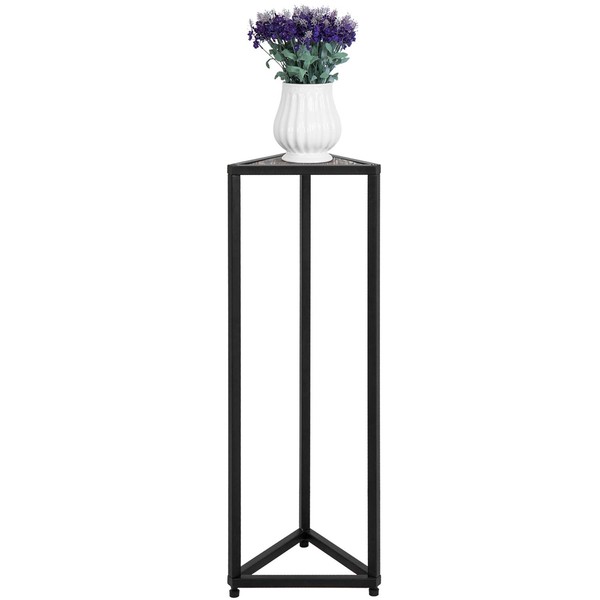 MyGift 36-inch Triangular Torched Wood & Black Metal Frame Flower