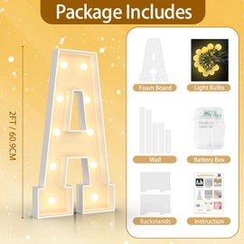 Ledido 2FT Marquee Light Up Letters,Warm White Large Light Up Letters for Party Decoration,Marquee Lights Up Letter for Birthday Baby Shower Wedding,Pre-cut Foam Board Assembly Required Letter L