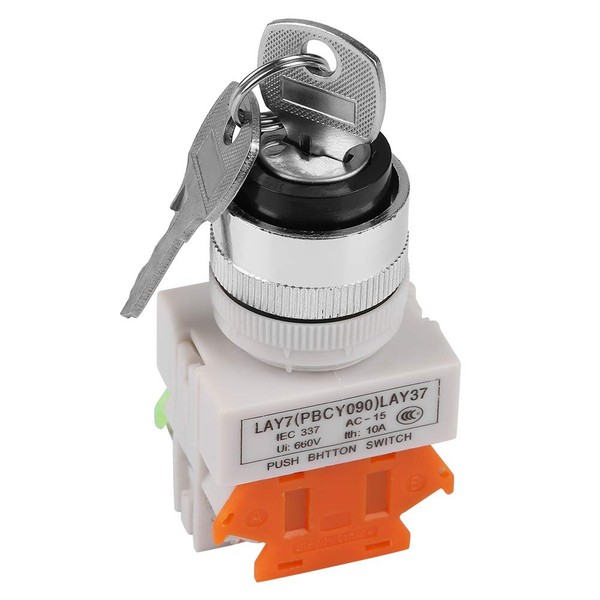 Key Operation Switch 2 Position Key Lock Switch LAY37-11Y 21 220V 5A Rotary Selector with 2 Keys