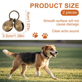 2pcs Extra Loud Copper Dog Bells, Collar Brass Pet Bells Vintage Copper Collar Charms Pendant Pets Pendant Accessories for Little Dogs & Cats