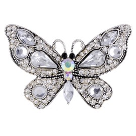 Alilang Czech Clear Crystal Rhinestone Butterfly Birthstone Bridal Wedding Adjustable Ring