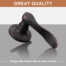 Probrico 5 Pack Dummy Door Lever, Wave Door Handle Right Hand - Dummy for Laundry Room, Hallway, Closet, Single Side Non-Turning Pull Oil Rubbed Bronze, Easy Installation Pull Only Lever Set