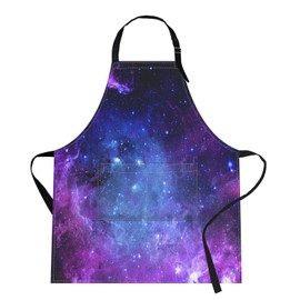 Britimes Space Purple Universe Planet Apron Home Kitchen Cooking Baking Gardening for Women Men with Pockets 32x28 inch