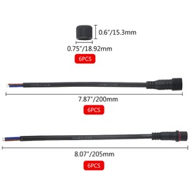 WMYCONGCONG 6 Pairs 2 Pin Electrical Connector 16AWG IP65 Male Female Light Emitting Diodes Connector Extension Cable 15mm Nut Small Size for Car Truck Boat Indoor/Outdoor LED Strip Lights