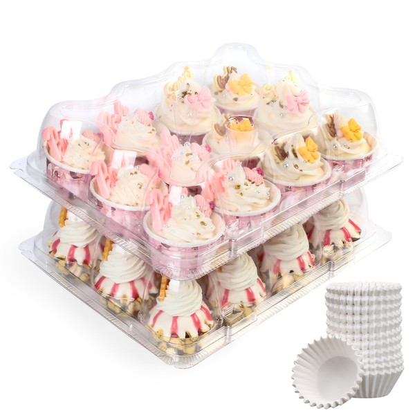 LotFancy Mini Cupcake Containers, 12 Count, 40 Pack, Clear Plastic
