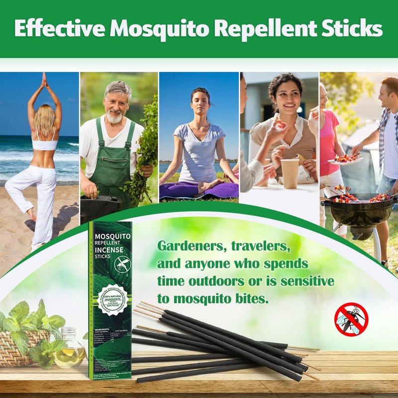 Extra Large Mosquito Repellent Sticks 24 Pack, Natural Outdoor Patio
