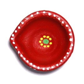 ASHIRWAD Diwali Clay Diya Oil Earthen Terracotta Traditional Lamps for Puja Festival Decoration Lights (6 pcs 2.0 inches Red)