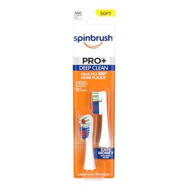 Spinbrush ARM & HAMMER PRO+ Deep Clean REFILLs– Battery Powered Toothbrush Removes 100% More Plaque- Soft Bristles -Two Replacement Heads (Packing may vary)