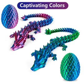 Guopai Movable 3D Printed Dragon in the Egg - Dragon Egg with Dragon for Children & Adults - Imaginative Dragon Figure for Decoration & Gift - Easter, Christmas, Desk