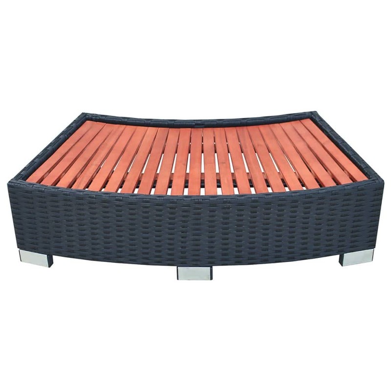 vidaXL Spa/Hot Tub Step, Powder-Coated Steel Frame, Eucalyptus Tropical Hardwood,