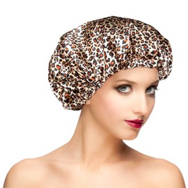 Shower Cap for Women, Oversized Waterproof Women Shower Caps, Extra Large Shower Cap Designed for all Hair Lengths with PEVA Lining & Adjustable Elastic Band Stretch Hair Cap for Shower