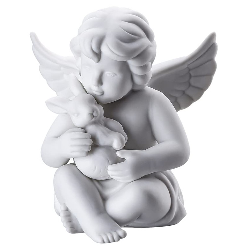 Angel Medium White Matt Angel with Rabbit
