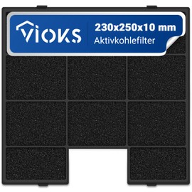 VIOKS 1 x Activated Carbon Filter Cooker Hood 230 x 250 x 10 mm Replacement for Amica FWK-250 Cooker Hood Filter – Carbon Filter Cooker Hood Extractor Hood Filter Activated Carbon for KF 17142 Amica