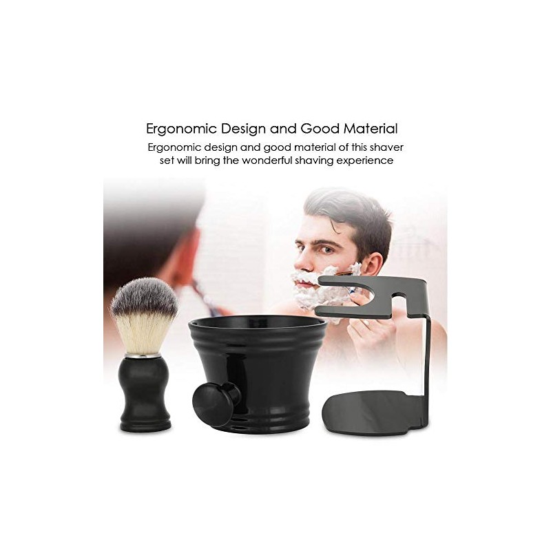 Kit Cuidado Barba Juego Brochas Afeitar Soporte Tazón Jabón Herramienta