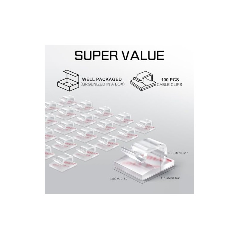 KGROTE 100PCS Adhesive Cable Clips for Easy Cable Management