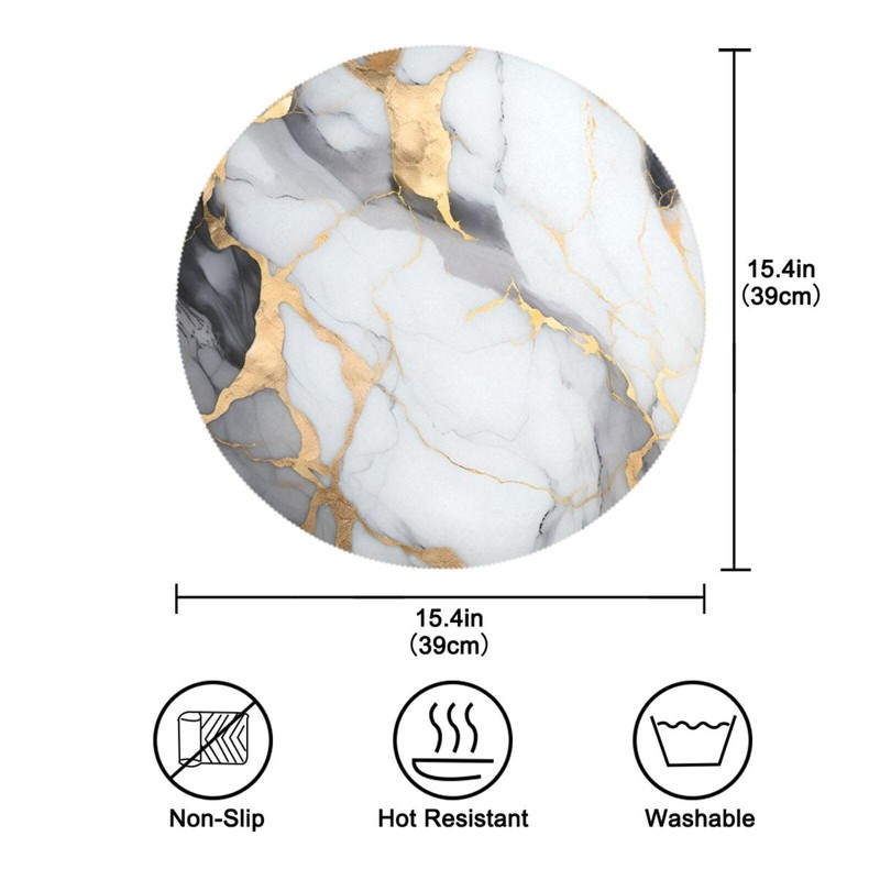 Marble Placemats Marble White Gold Round Placemats Set of 6