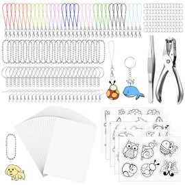 simarro 277 Pcs Shrink Plastic Sheets Kit, Including 30Pcs Shrink Plastic Sheets 5Pcs Shrinky Art Paper with Pattern and Keychains Accessories, Shrinky Dink Sheets DIY for Ornaments Creative Craft