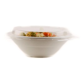 [150 PACK] 32oz Round Disposable Deep Bowls with Lids - Natural Sugarcane Bagasse, Bamboo Fibers, Sturdy Compostable, Eco Friendly, Environmental, Paper Plastic Bowl Alternative,Tree Free