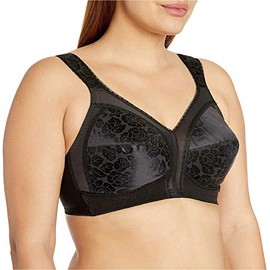 Playtex Women's 18 Hour Comfort-Strap Wireless Bra, Full-Coverage Bra with 4-Way TruSupport, Single & 2-Pack, Black, 38H