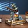 Akulgaci Medieval Knight Pen Holder with Sword, Kneeling King's Guard