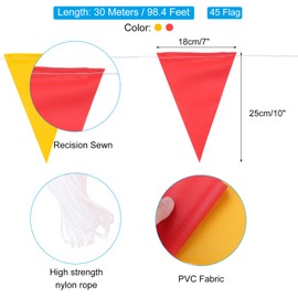 PATIKIL 100ft Pennant Banner Flags, Warning Flagging Banner Safety Flag Barrier Signs for Perimeter Making Traffic Control Party Events, 45 Flags Red Yellow