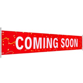 Large Coming Soon Sign Banner Outdoor Indoor Signs Polyester Oxford Cloth Coming Soon Hanging Banner with Bright Letters for Business, Shop, Store Display, 1.6 x 9.8 Feet