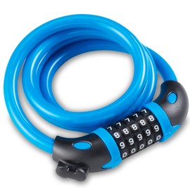 Opaza Bike Lock with 5-Digit Code, 1.2 m/4 ft Bicycle Lock Combination Cable Lock Lightweight & Security Bike Chain Lock for Bicycle, Mountain Bike, Scooter (Blue)