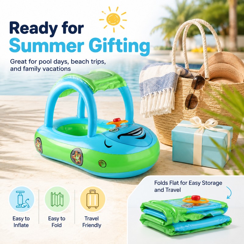 Car-Shaped Toddler Pool Float for Kids – Inflatable Swim Boat