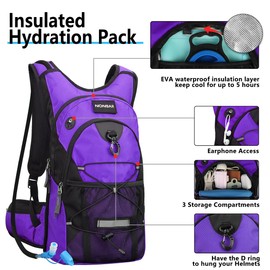 NONSAR 3L Hydration Backpack Pack with Water Bladder, Insulated Water Backpack for Women, Men, Kids, Keep Liquids Cool Up to 5 Hours, Daypack for Hiking, Running, Climbing, Rave, Festival