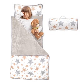 Nap Mats for Daycare,Toddler Nap Mat with Removable Blanket and Pillow,Extra Large Rolled Napping Mats,Kids Sleeping Bag for Daycare, Preschool Travel Camping (Star)