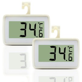 Fridge Thermometers Digital Refrigerator Thermometer, Waterproof Freezer Digital Fridge Thermometer,High Precision Fridge Alarm Thermometer with Hook for Kitchen Home,°C/°F Convertible,2 PCS