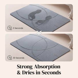 TOSORO - Stone Bath Mat, Diatomaceous Earth Non-Slip Stone Shower Mat - Quick Drying Absorbent Bath Mats for Bathroom - Elegant & Modern Design, Easy to Clean (23.5 x 15) - Graphite