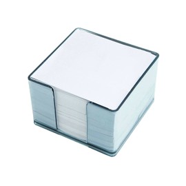 Vsorce4u 400 x Sheet with Plastic Memo Block - 80 x 80 x 50mm Plain White Paper Sheets, Memo Jotter Block Notes with Plastic Cube Holder