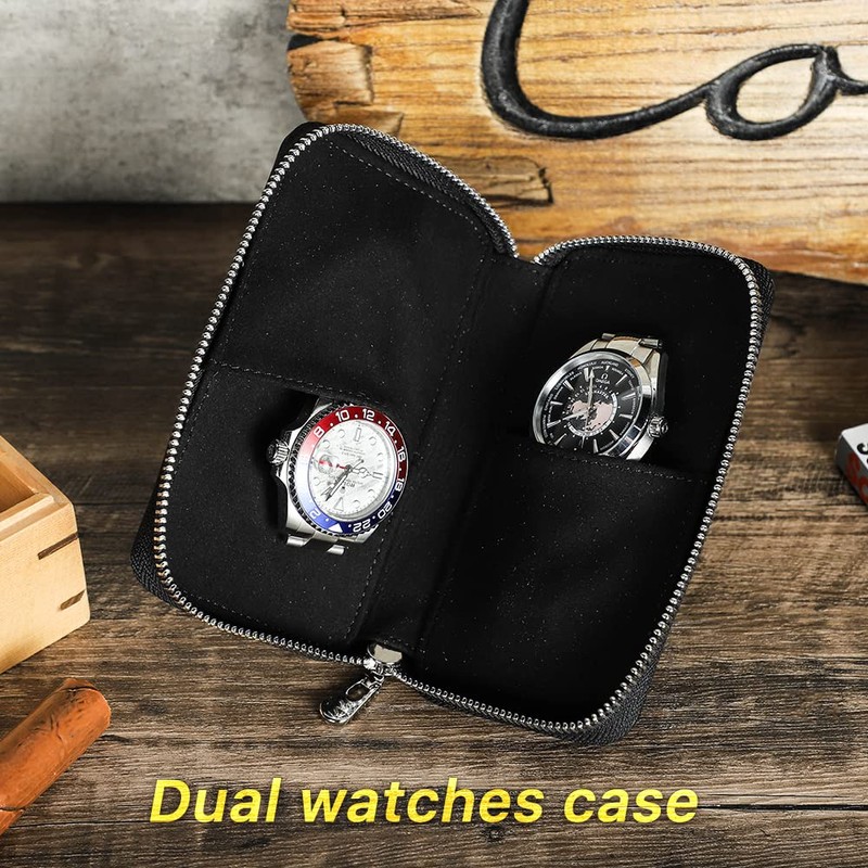 CONTACT'S FAMILY Watch Storage Case, Leather Watch Pouch, Genuine Leather