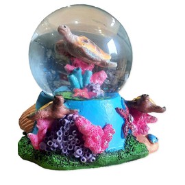 The Bridge Collection 3.75" Sea Turtle Water Globe-Seaturtle Waterglobe-Tabletop Globe-Glitter Snow Globes-Turtle Animal Snow Globe-Nautical Gift for Adults-Tabletop Water Globes-Summer Snow Globe