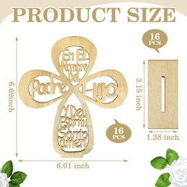 Yuntau 16 Pcs Wooden Baptism Centerpieces for Table Centro De Mesa para Bautizo Cruces Religious Catholic Table Decor Christening Communion Baby Shower Wedding Party Favors(Cross)
