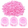 Miuffue Glue Rings for Eyelash Extensions, 100 Pcs Smart Glue Holder Easy Fanning Glue Cups for Volume Lashes, Pink
