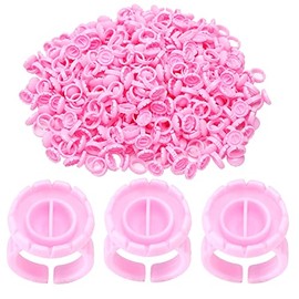 Miuffue Glue Rings for Eyelash Extensions, 100 Pcs Smart Glue Holder Easy Fanning Glue Cups for Volume Lashes, Pink