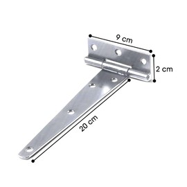 Primes DIY T-Hinge Zinc Japanned, Rustproof Powder Coating, T Strap Hinges Ideal for External Use On Gate Doors, Metal Tee Hinges with Weather Resistant - Pair (200mm Tee Hinges (Zinc))