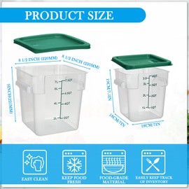 Lallisa 4 Pcs Food Storage Containers with Scales 8 qt and 4 qt Square Containers with Lids and Handles Polycarbonate Air Tight for Home Storage Kitchen Restaurant(Green)