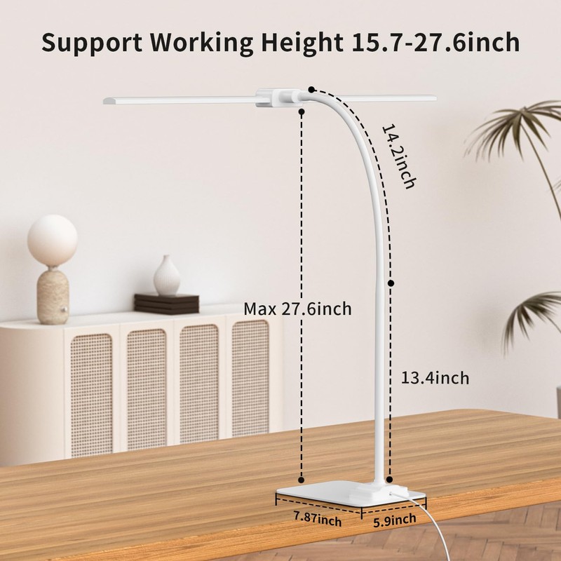 KableRika Desk Lamp Double Light: Bright Led Desk Lights for